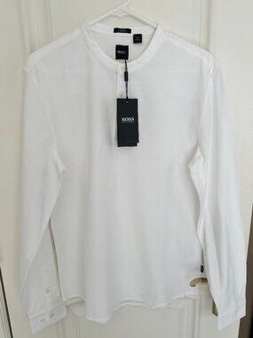 BOSS Band Collar Jersey Knit Henley